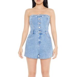 Denim Blue Strapless tube romper